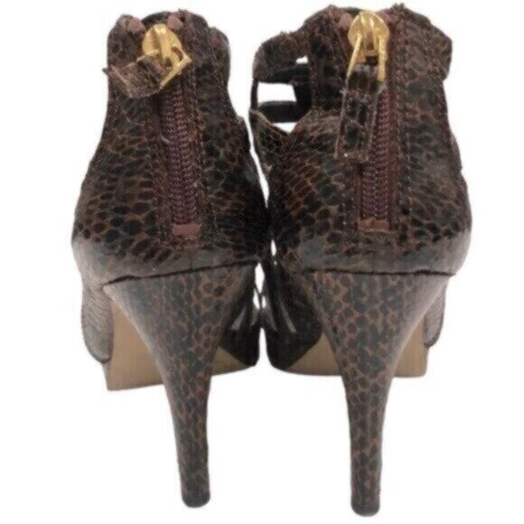 Franco Sarto Brown Leopard Print Strappy Gladiator Sexy Stiletto Dressy Heels 9 - Picture 5 of 10